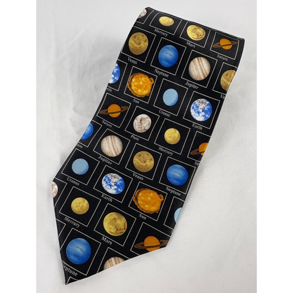 Solar System Planets Silk Tie Museum Artifacts Science Teacher Astronomy Black